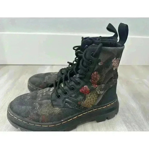 Rare Doc Martens Tattoo Floral Canvas Rubbery T Boots us 5 - Picture 6 of 11